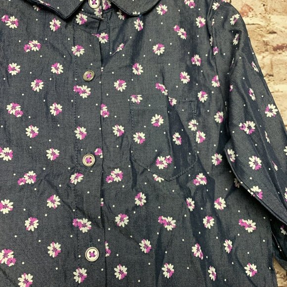 Carter's Just One You Size 6X Medium rolled Sleeve Dress Blue with flowers - Picture 4 of 7